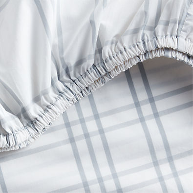 View Stax Mist Blue Yarn-Dyed Organic Cotton Baby Crib Fitted Sheet details