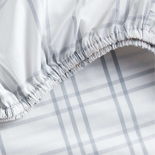 Stax Mist Blue 100% Organic Cotton Baby Crib Fitted Sheet