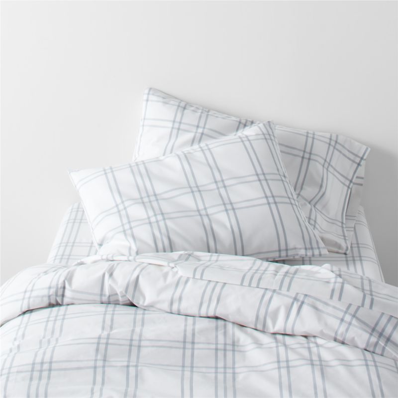 Stax Mist Blue Yarn-Dyed Organic Cotton Kids Pillowcase - image 4 of 7