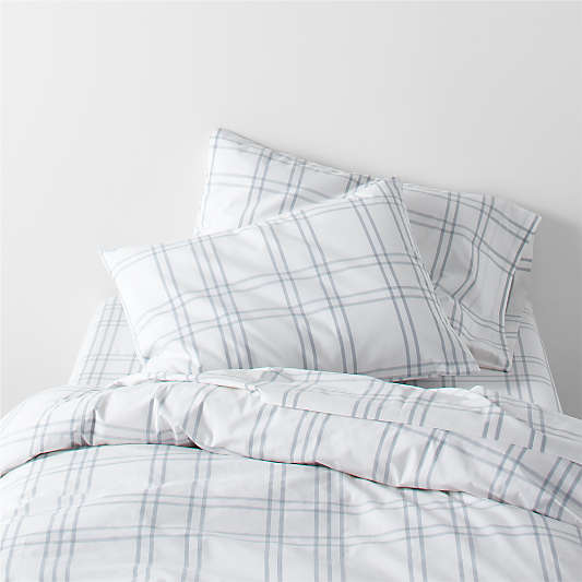 Stax Mist Blue Yarn-Dyed Organic Cotton Kids Twin Sheet Set