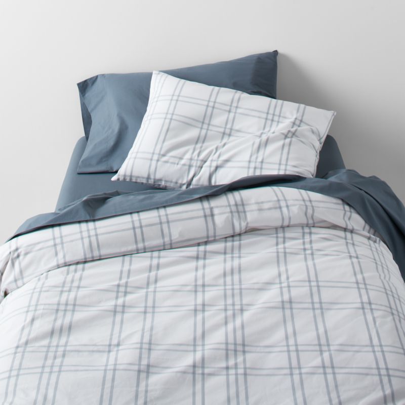 Stax Mist Blue Yarn-Dyed Organic Cotton Kids Twin Duvet Cover