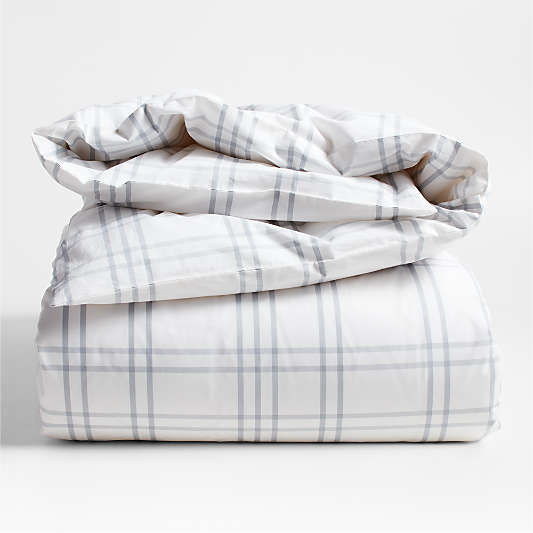 Stax Mist Blue Yarn-Dyed Organic Cotton Kids Full/Queen Duvet Cover