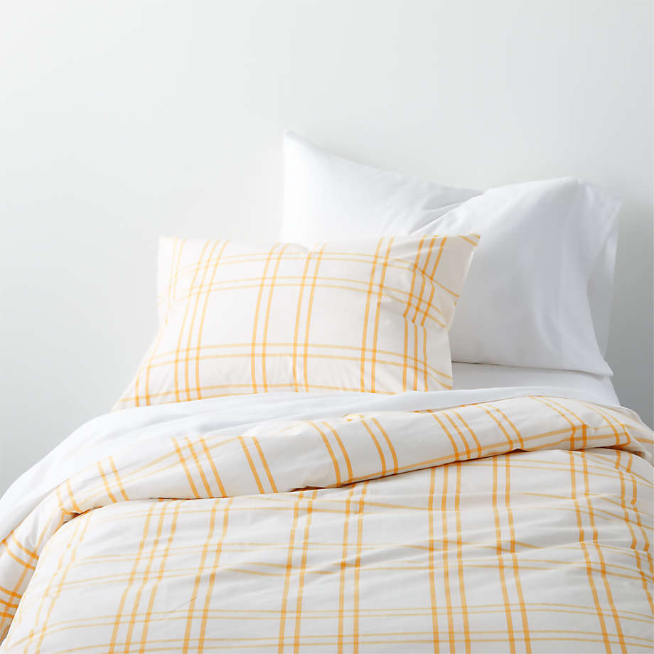 Stax Modern Organic Cotton Twin Yellow Kids Duvet Cover Crate & Kids