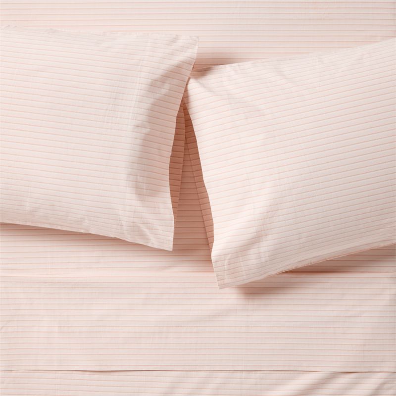 Stax Pink Pajama Stripe Percale Organic Cotton Kids Queen Sheet Set - image 0 of 3