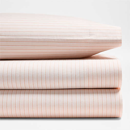 Stax Pink Pajama Stripe Percale Organic Cotton Kids Sheet Set