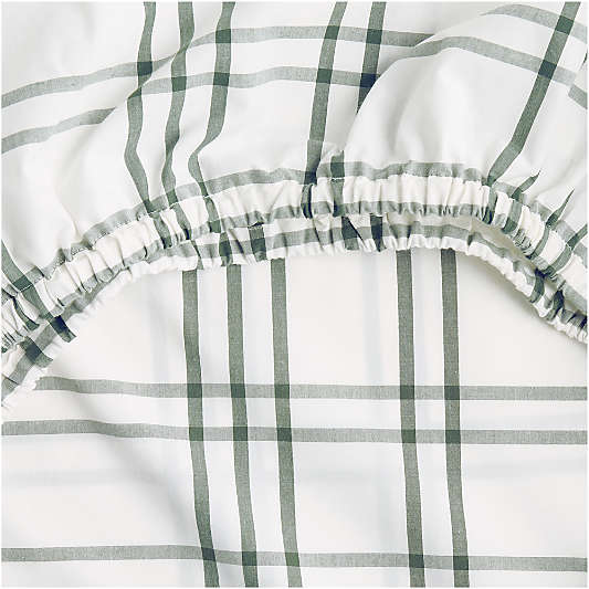 Stax Pine Green Yarn-Dyed Organic Cotton Baby Crib Fitted Sheet