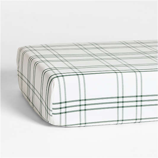 Stax Pine Green Yarn-Dyed Organic Cotton Baby Crib Fitted Sheet