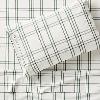 Stax Pine Green Organic Yarn-Dyed Organic Cotton Kids Twin Sheet Set
