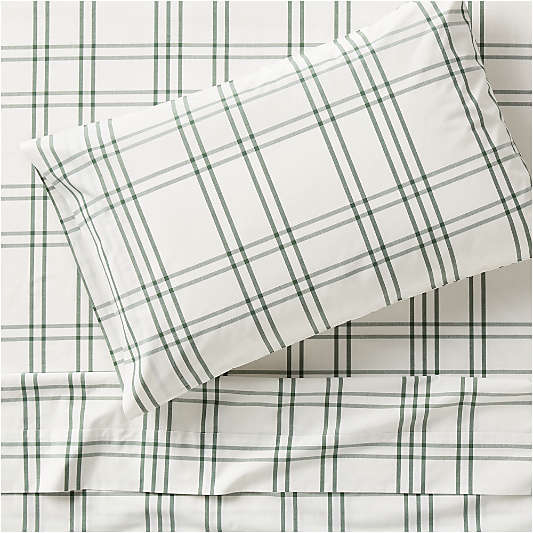 Stax Pine Green Organic Yarn-Dyed Organic Cotton Kids Twin Sheet Set