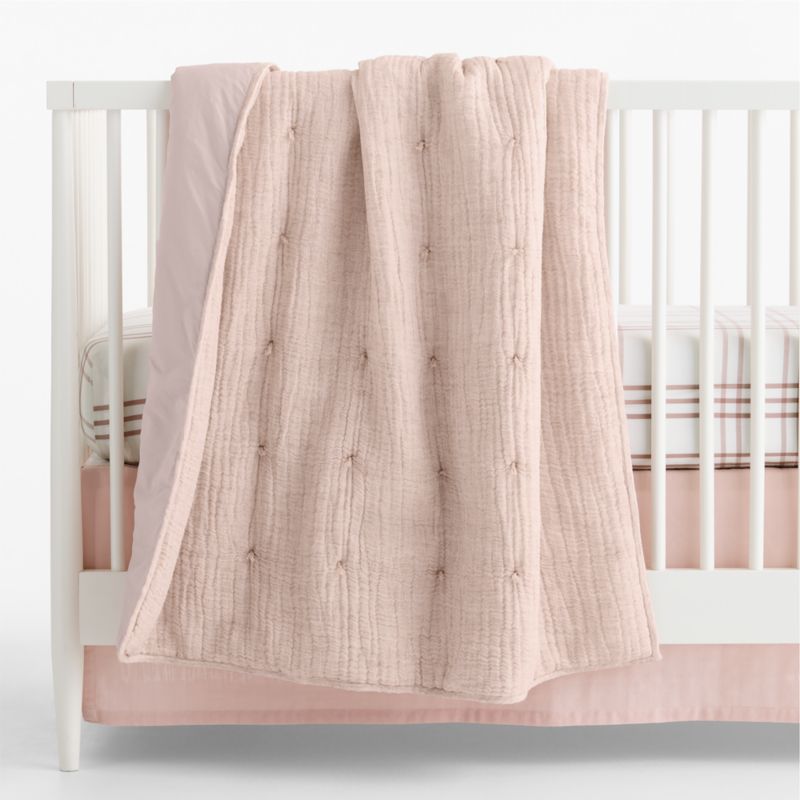 Aire Crinkle Violet Rose Organic Cotton Baby Crib Quilt - image 1 of 9