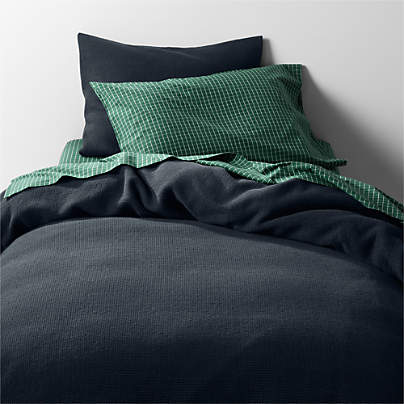 Scoop Waffle Organic Cotton Deep Indigo Twin XL Duvet Cover