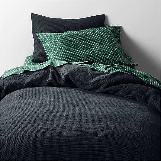 Scoop Waffle Organic Cotton Deep Indigo Twin XL Duvet Cover