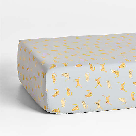 Stay Cool Little Leopards 100% Organic Cotton Baby Crib Fitted Sheet