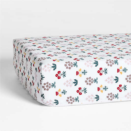 Stay Cool Nordic Bloom 100% Organic Cotton Baby Crib Fitted Sheet
