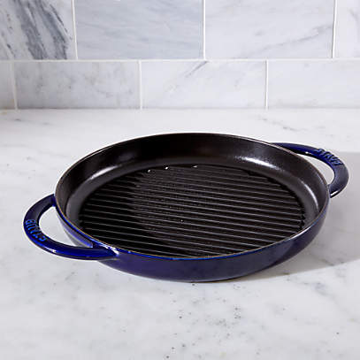 Staub Cast Iron - Grill Pans 10-inch, Round Double Handle Pure Grill,  graphite grey