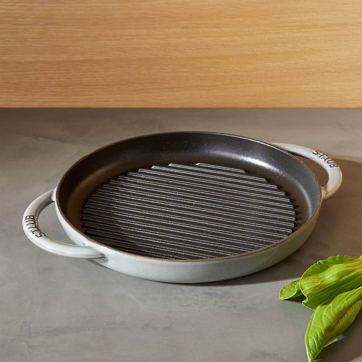 Staub 10-Inch Round Enameled Cast Iron Double Handle Grill Pan