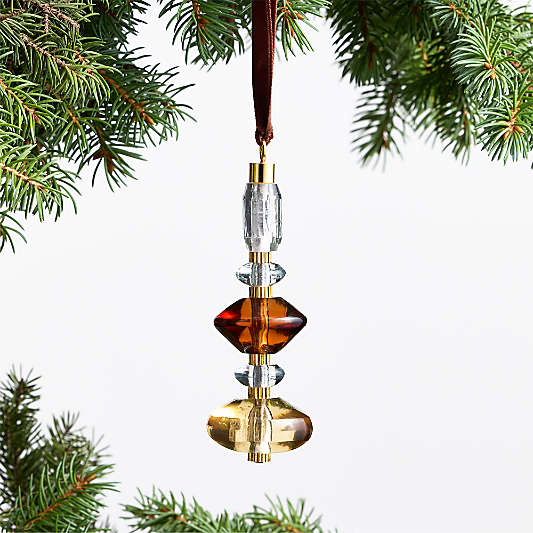 Amber, Gold and Clear Stacked Glass Tree 5.5" Christmas Tree Ornament