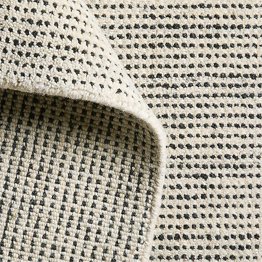 Stockholm Wool/Jute Blend Handwoven Ivory and Black Rug Swatch 12"x18"