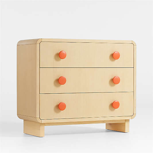 Steamer Lane 3-Drawer Natural Dresser + Orange Knobs