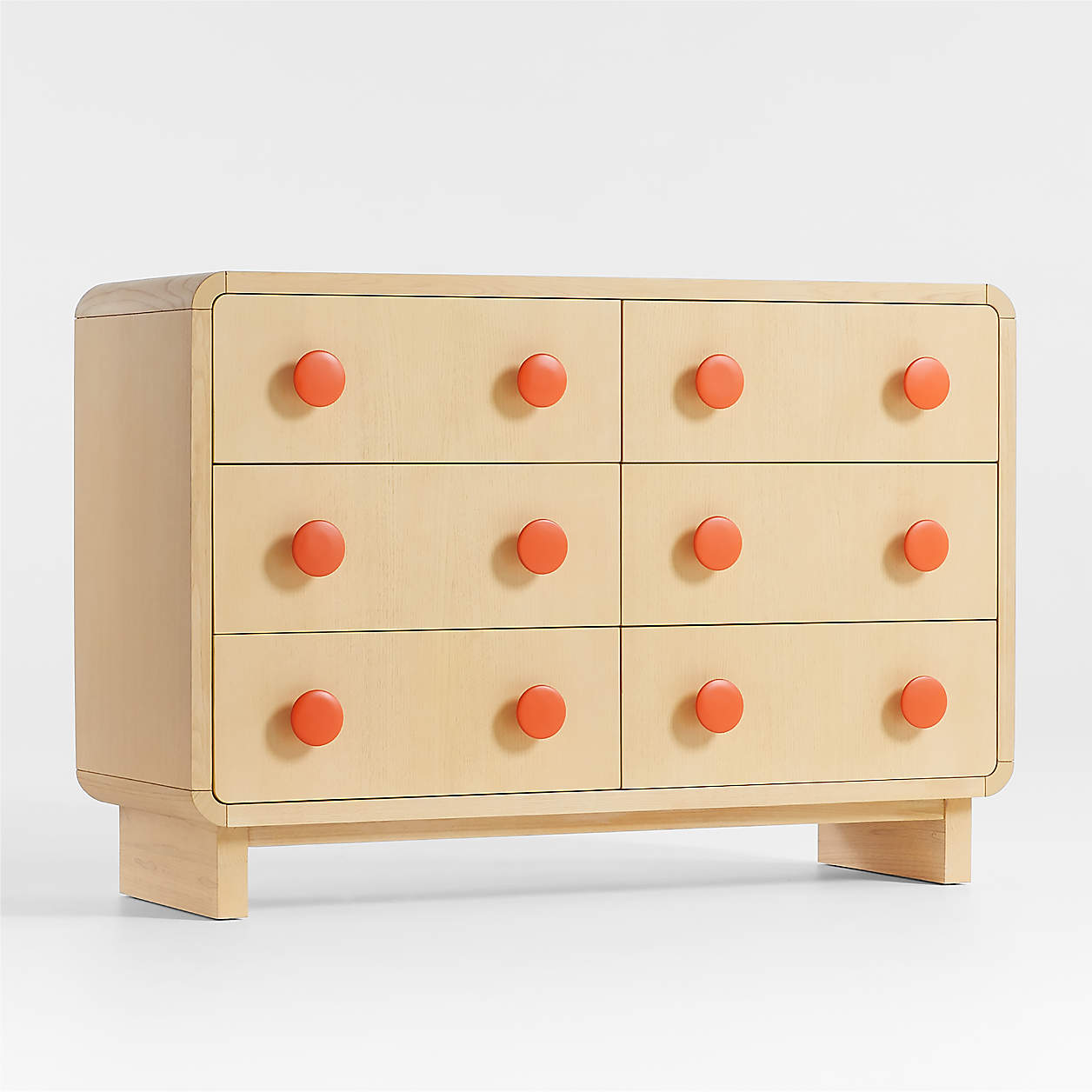 Steamer Lane 6-Drawer Natural Dresser + Orange Knobs