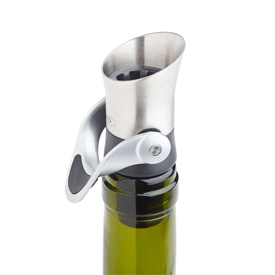 OXO Stainless Steel Wine Stopper/Pourer + Reviews | Crate & Barrel