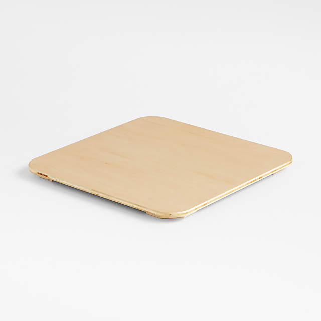 Empty rectangular wooden kitchen cutting board with stone insert