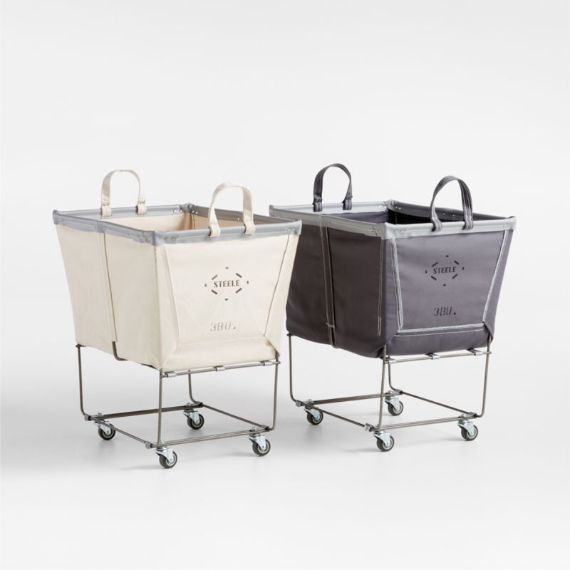 3 Bushel Storage Basket with Natural Leather and 2 Casters - The Foundry  Home Goods