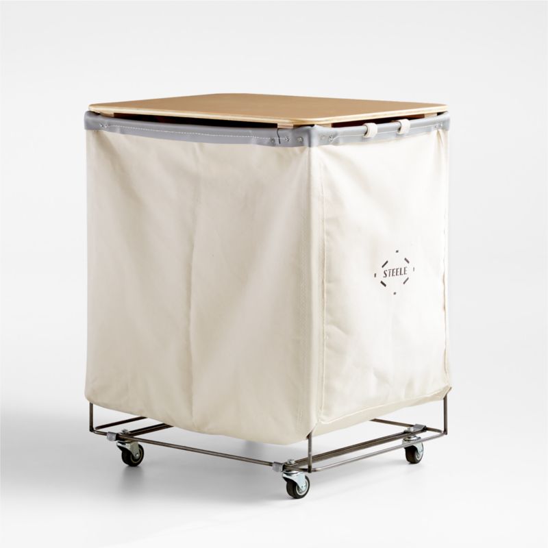 Steele ® Canvas 5-Bushel Double Vertical Rolling Laundry Hamper with Wood Lid - image 0 of 4