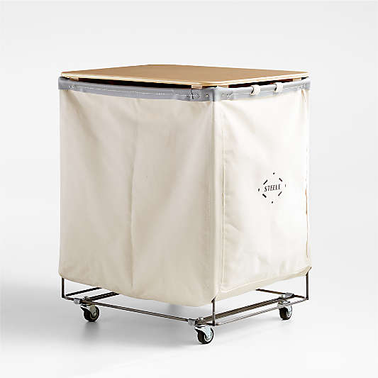 Steele ® Canvas 5-Bushel Double Vertical Rolling Laundry Hamper with Wood Lid