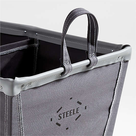 Steele ® Briquette Gray 4-Bushel Divided Sorter Elevated Rolling Laundry Hamper