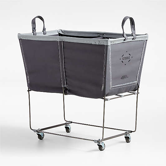 Steele ® Briquette Gray 4-Bushel Divided Sorter Rolling Laundry Hamper