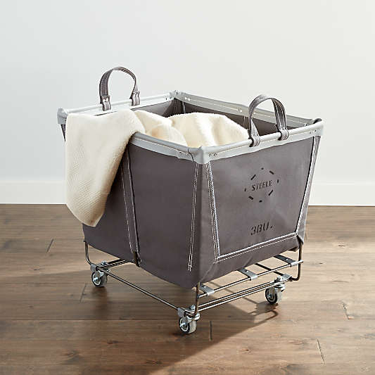 Steele ® Briquette Gray Large Rolling Laundry Basket