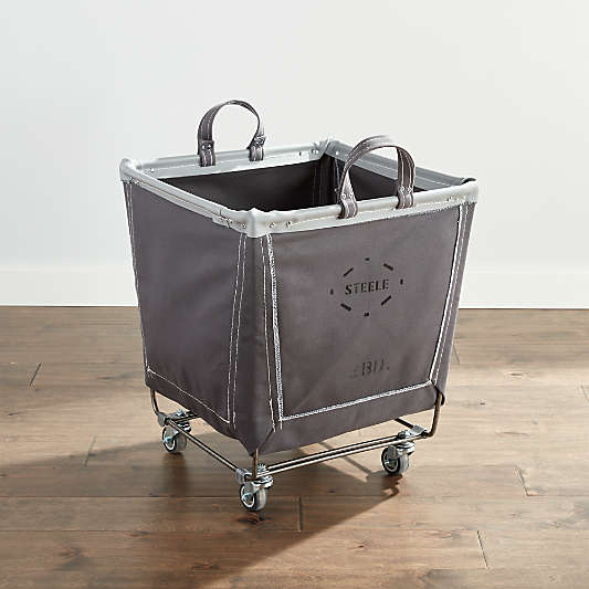 Steele ® Briquette Gray Square Canvas Rolling Laundry Bin