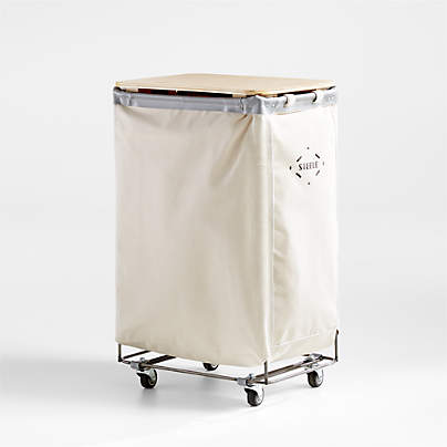 Steele ® Canvas 2.5-Bushel Vertical Rolling Laundry Hamper with Wood Lid