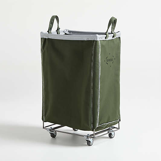 Steele ® Olive 2.5-Bushel Vertical Rolling Laundry Hamper