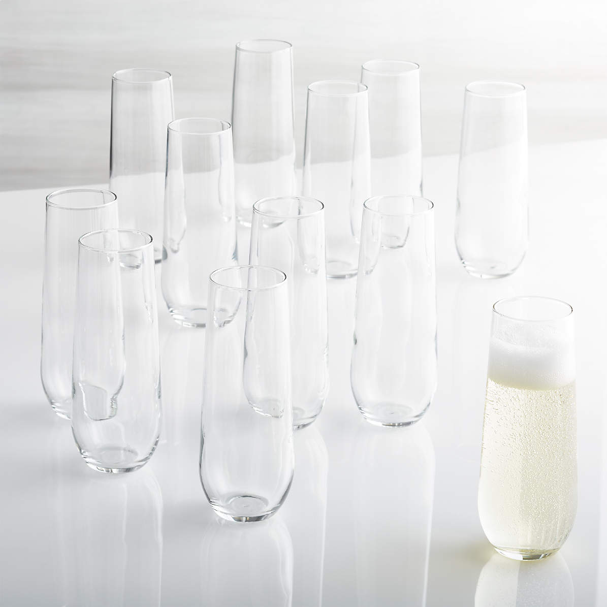 Luxh Stemless Champagne Flutes Glass - Set of 4, 9.4 oz - Pacific