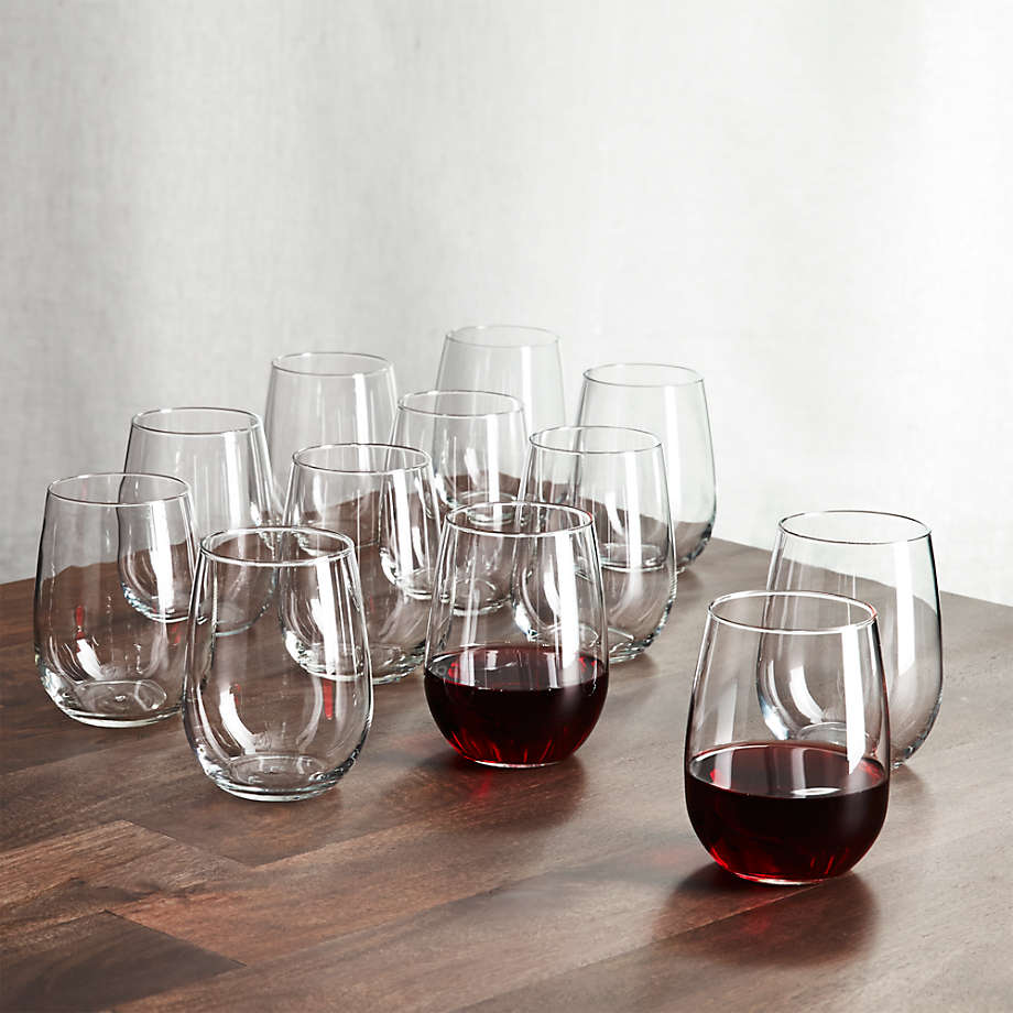 Aspen 11.75-Oz. Stemless Wine Glasses, Set of 12 + Reviews | Crate & Barrel