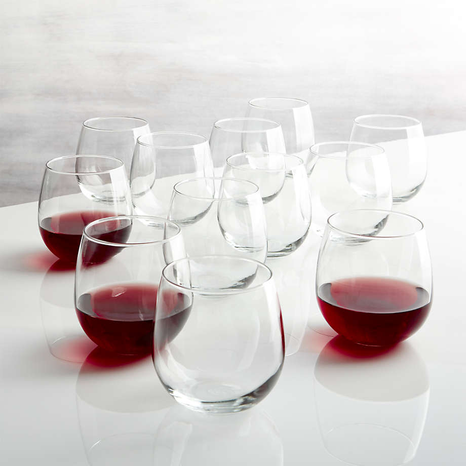 Vino Breve Red Orange Stemless Wine Glasses