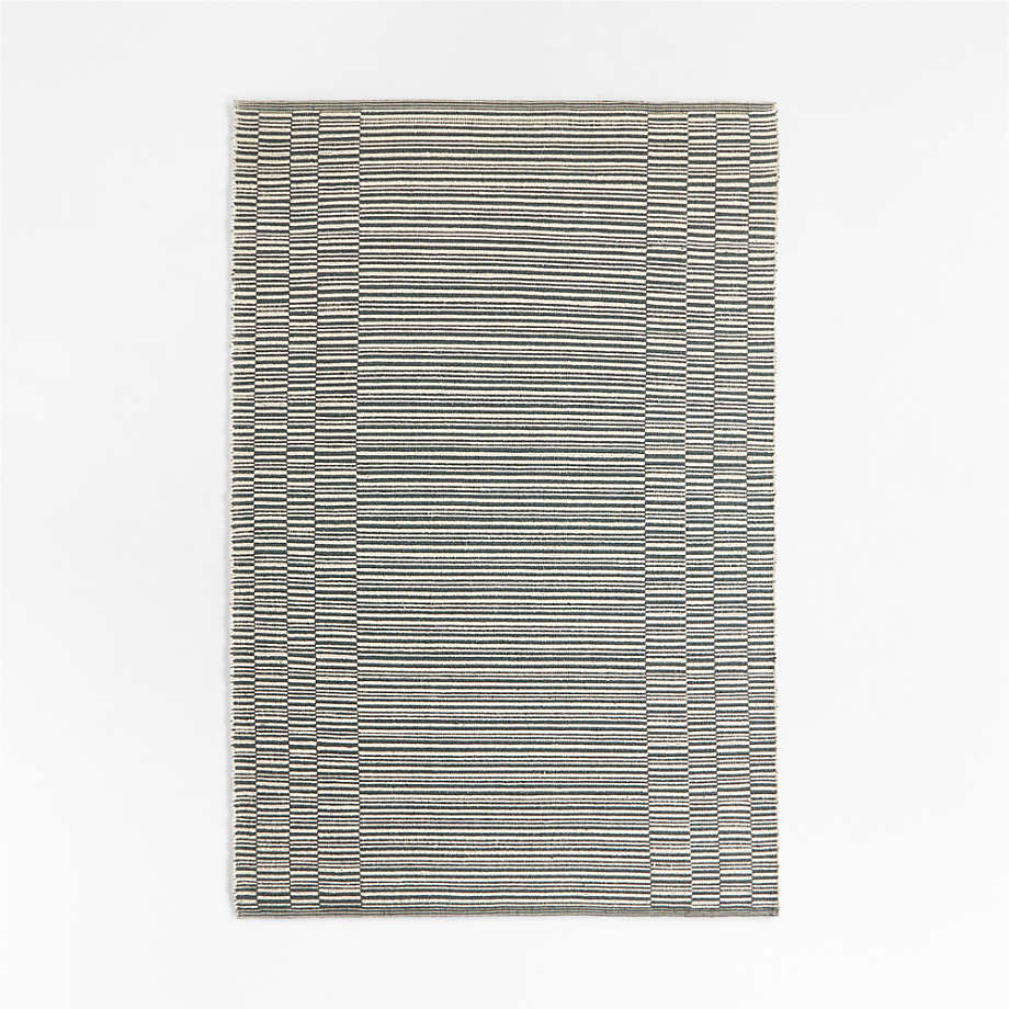 Stepped Flatweave Wool Dark Blue Kids Area Rug 6x9 Crate & Kids