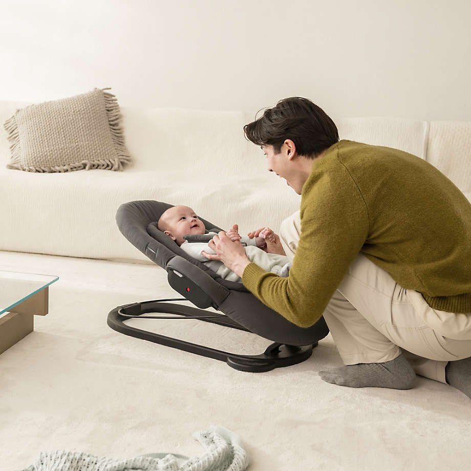 Stokke Steps Herringbone Grey Baby Bouncer Chair with Black Frame