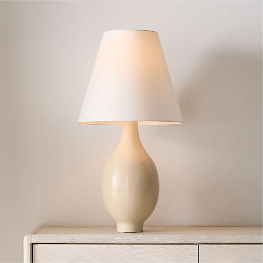 Stafford Ivory Ceramic Table Lamp with Fabric Shade 29.5"
