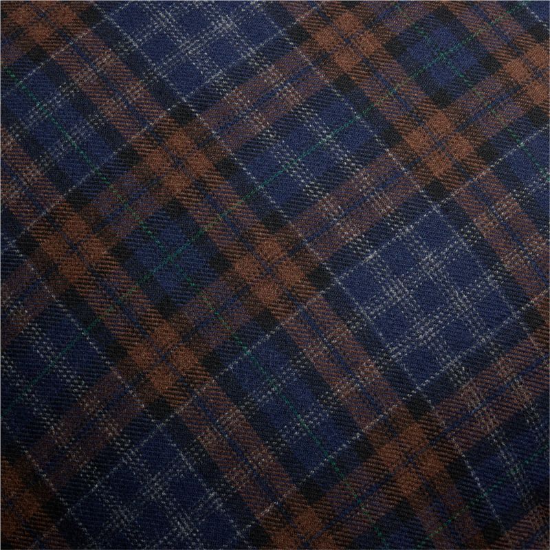 Stefano Italian Wool Blend Plaid 20"x20" Deep Indigo and Chocolate Brown Throw Pillow Cover - image 1 of 5