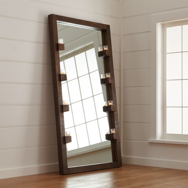 Stilt Dark Brown Wood Floor Mirror 44"x81" - image 1 of 5