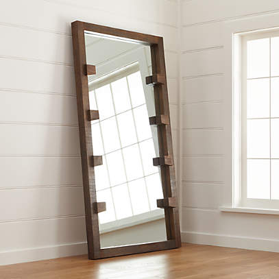 Stilt Dark Brown Wood Floor Mirror Reviews Crate Barrel