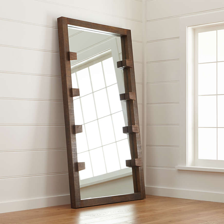 Stilt Dark Brown Wood Floor Mirror Reviews Crate Barrel