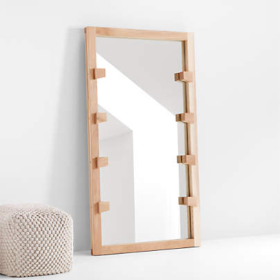 Stilt Whitewashed Oak Wood Floor Mirror 44"x81"