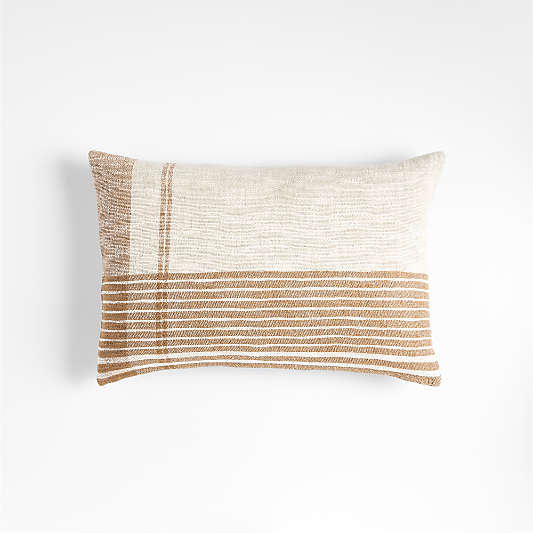 Stilyagi 22"x15" Slubby Almond Brown Plaid Pillow