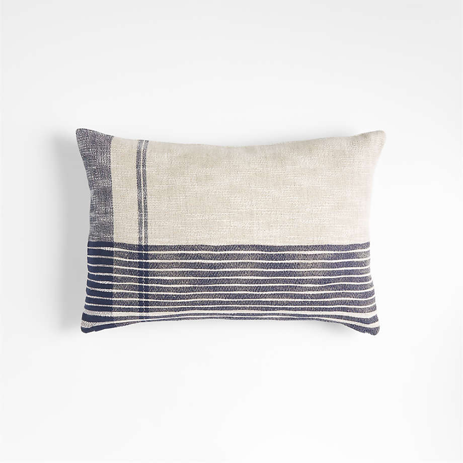 Stilyagi 22"x15" Slubby Plaid Deep Indigo Pillow with DownAlternative Insert Crate & Barrel