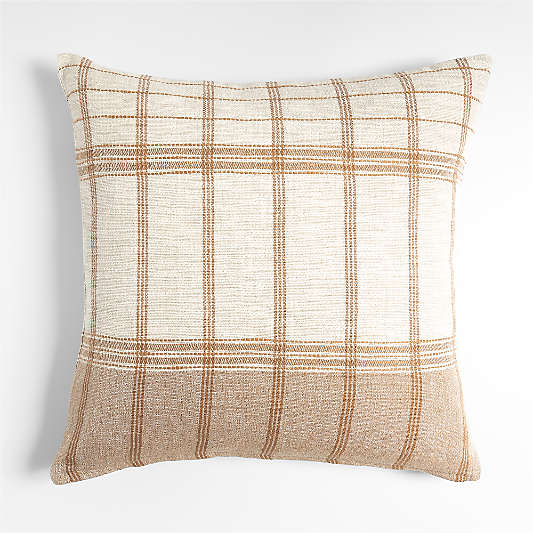 Stilyagi 23" Slubby Almond Brown Plaid Pillow