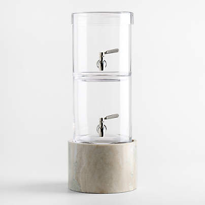 Stacking 2-Gallon Glass Cold Drink Dispenser with Tuscan Marble Stand